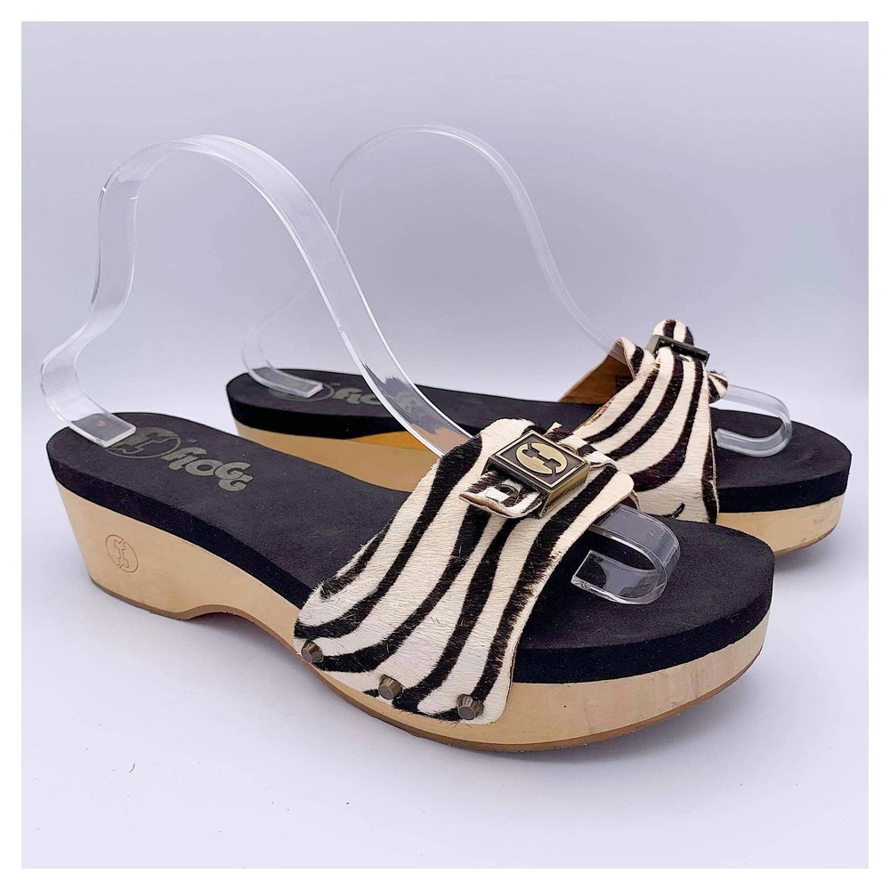 COPY - Flogg Zebra Calf Hair Leather Slip-On Mules Clogs